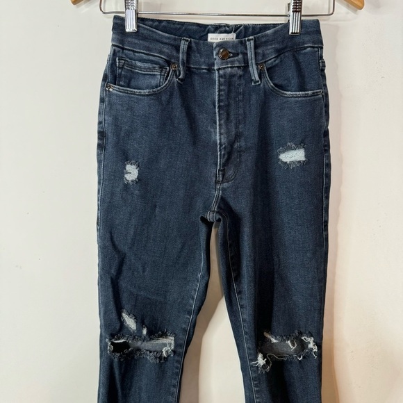 Good American Distressed Skinny Jeans Size 6/12 - Picture 3 of 6